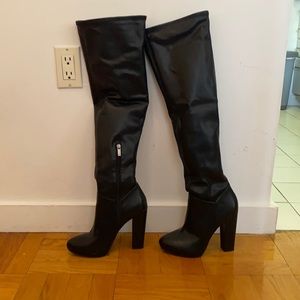 Never worn. Over the knee faux leather boots